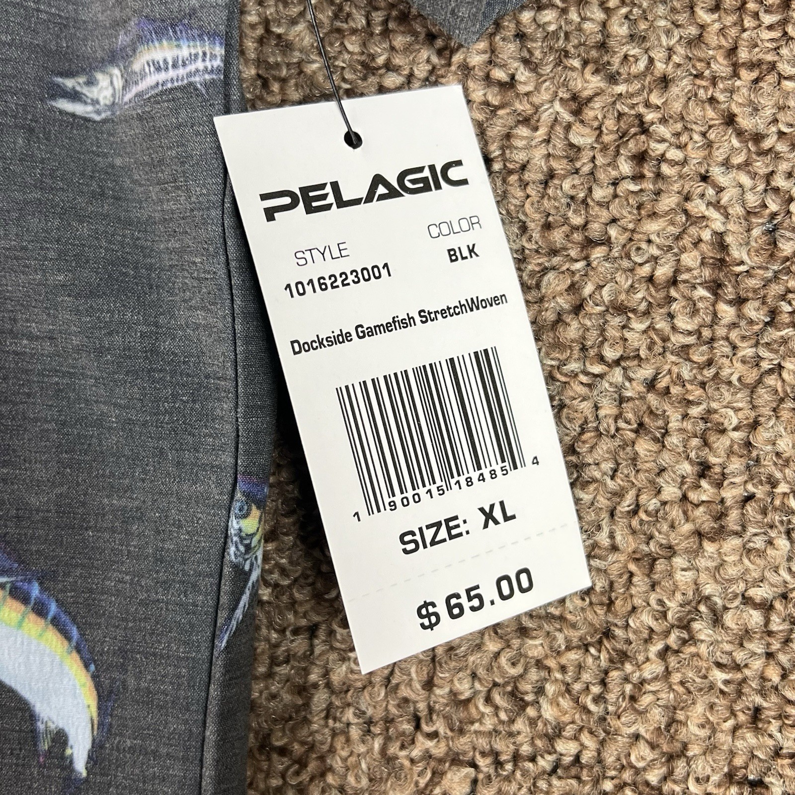 Pelagic Dockside Gamefish Stretch Woven Shirt Short Sleeve Charcoal Men's XL