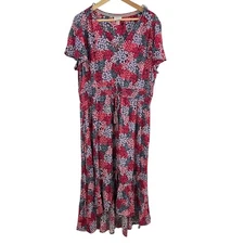 Knox Rose Midi Hi Low Dress Size XL Floral Cottagecore Drawstring Flowy
