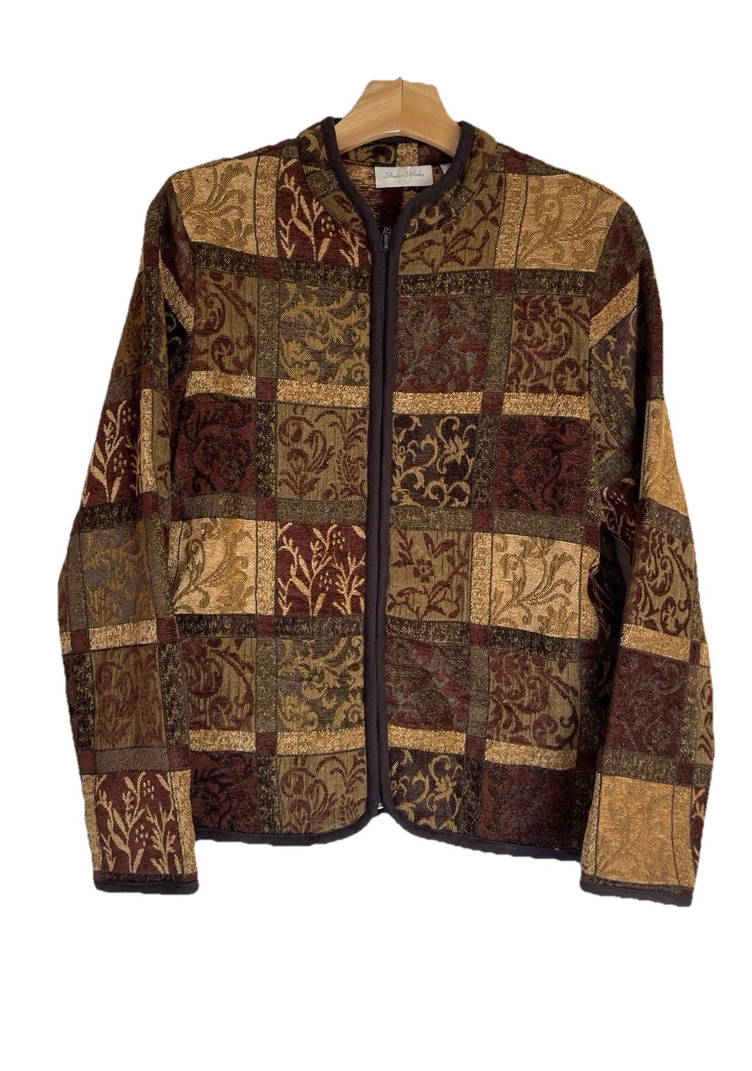 Vintage Tapestry Patchwork Zip Jacket Boho Artsy … - image 1