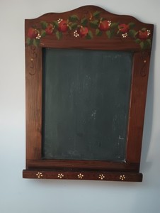 Vtg Wood Strawberry Chalkboard Wall Hanging 11"X15"Country Kitchen Tole Painted