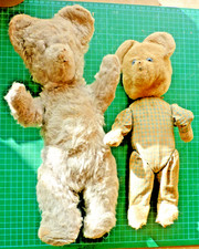 -*  2 PELUCHES OURS anciens -  dont 1 en crin -  en l'état