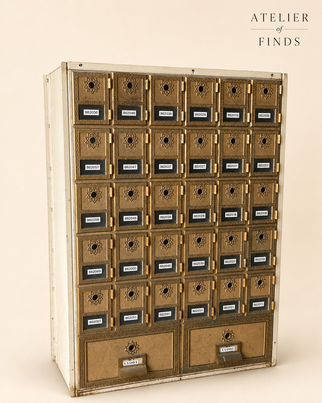 Vintage USPS Brass Postal Box Cabinet | University of Alabama 