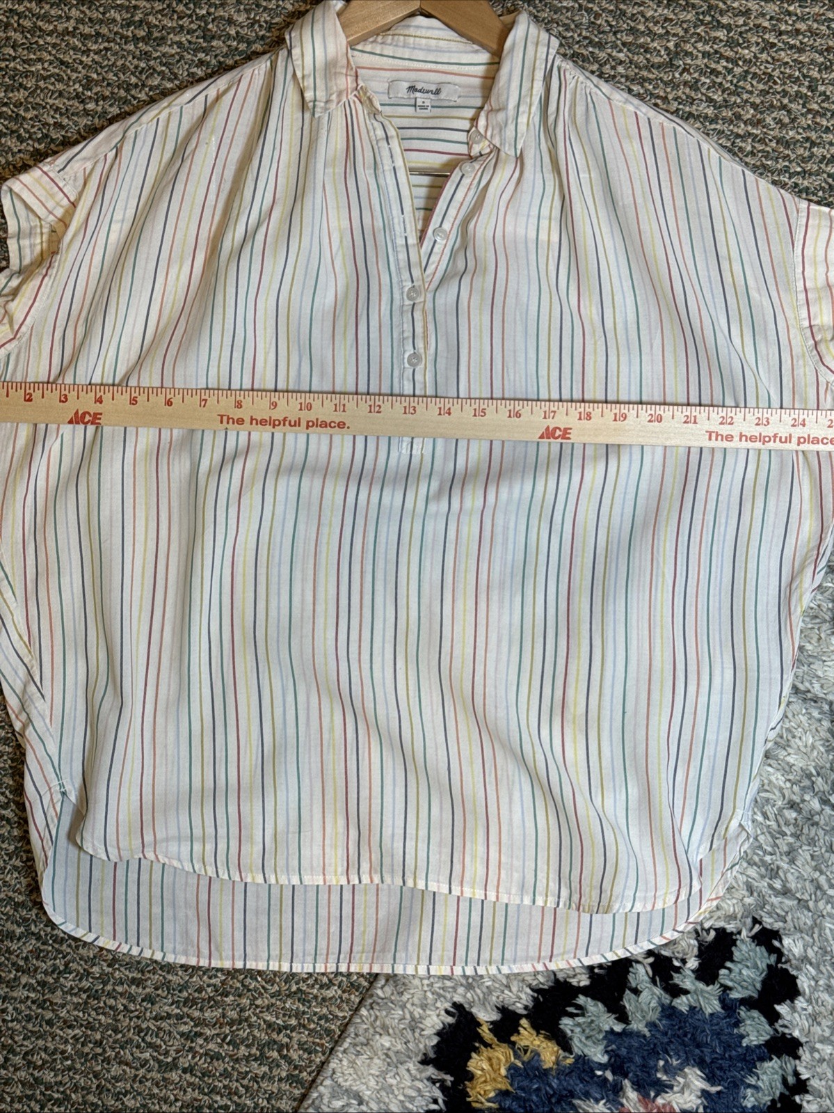 Madewell Button Oversized Multicolored Stripe Sle… - image 8