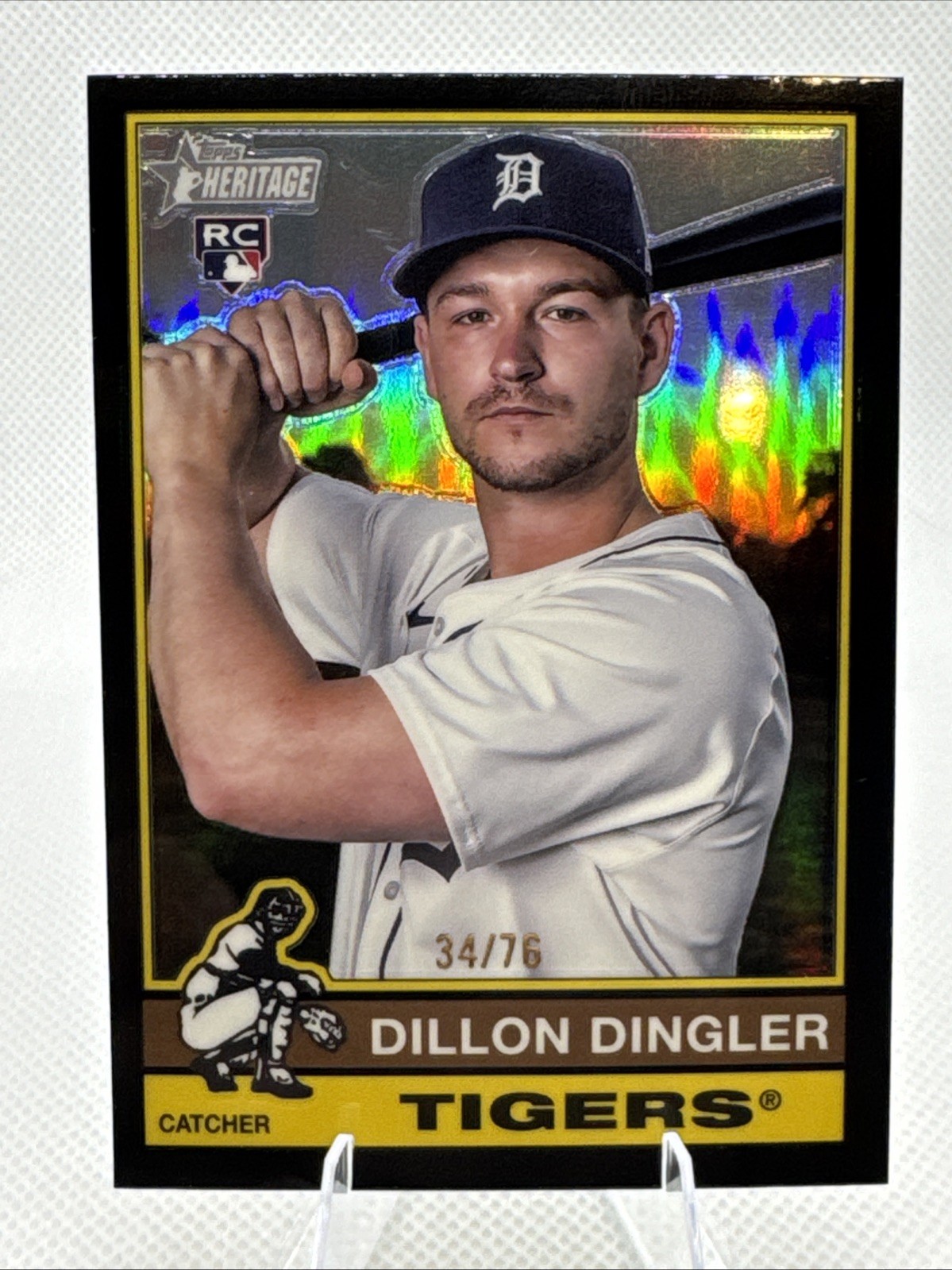 2025 Topps Heritage Black Chrome #130 Dillon Dingler Rookie #'d /76