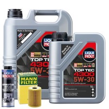 Motoröl 5W30 LIQUI MOLY Top Tec 4300 6L +MANN Ölfilter +Spülung