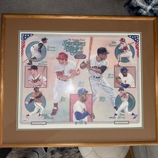 Signed Dick Perez Print of Original Painting " Greatest Hitters Aaron, Mays