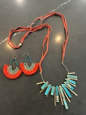 Turquoise Statement Necklace And Earring Set
