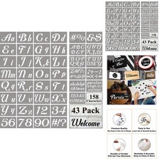 Large Letter Stencils Wood 43 Pack Alphabet Number Signs Reusable 158 Designs