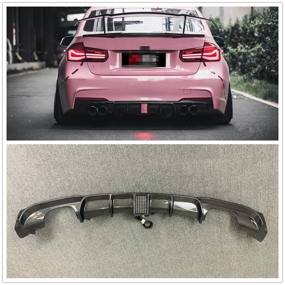For BMW F30 320i 325i 328i 335i M Sport Rear Tail Diffuser Body Kit Carbon Fiber - Image 2 of 4