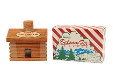 *SET* Small Log Cabin Incense Burner + Box 50 Balsam Fir Logs Refill Paines USA