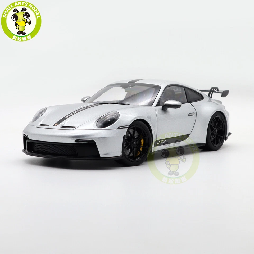 1/18 Porsche 911 992 GT3 2021 Norev 187317 Plateado Negro Tiras Diecast Modelo Coche Foto 2 de 4