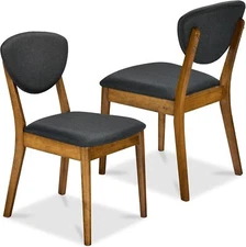 Best Choice Products Dining Chairs Set of 2, Mid-Century Modern Upholstered Wood