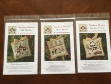 Lot of 3 Little House Needleworks Embroidery Patterns Farmhouse Chistmas 1,2 & 3