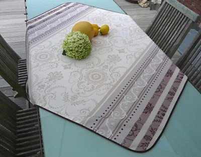 Tischdecke Provence 120x120 cm creme grau aus Frankreich pflegeleicht bügelfrei - Bild 1 von 4
