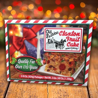 Claxton Fruit Cake 3-16 oz. REGULAR - Holiday Pack - Shipped From Claxton, GA