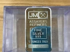 1980's Johnson Matthey Blank Reverse 5 oz Struck Silver Art Bar   E0450