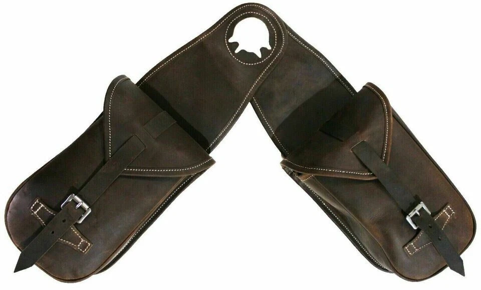 Sacoche De Selle Western Alfalah International, Cuir Véritable Noir, Classique, Neuve