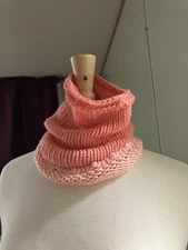 Handmade Crochet Peach & Pink Winter Neck Cowl Scarf