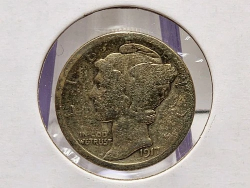 1917-S Mercury Dime Raw VG (Details)