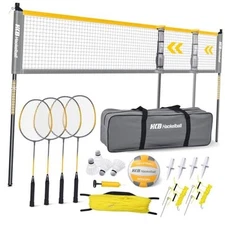  Outdoor Volleyball and Badminton Combo Set with Net Width and Height 