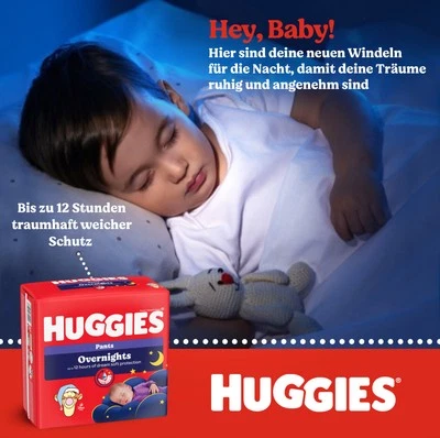 KIMBERLY-CLARK Huggies Overnight Pants Größe 6 (15-25 kg), Windeln-Monatsbox, 88 Stück (4x22),