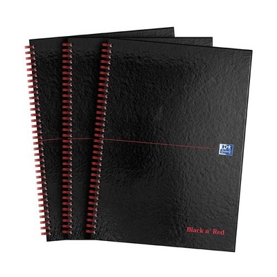 Oxford schwarz und rot A4 Notizbuch, glänzend Hardcover drahtgebunden, Packung A4, 