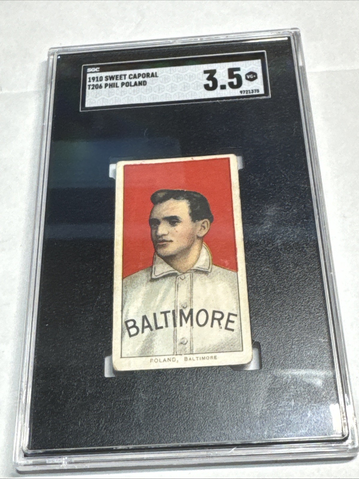 1909-11 T206 Sweet Caporal Baseball Phil Poland SGC 3.5