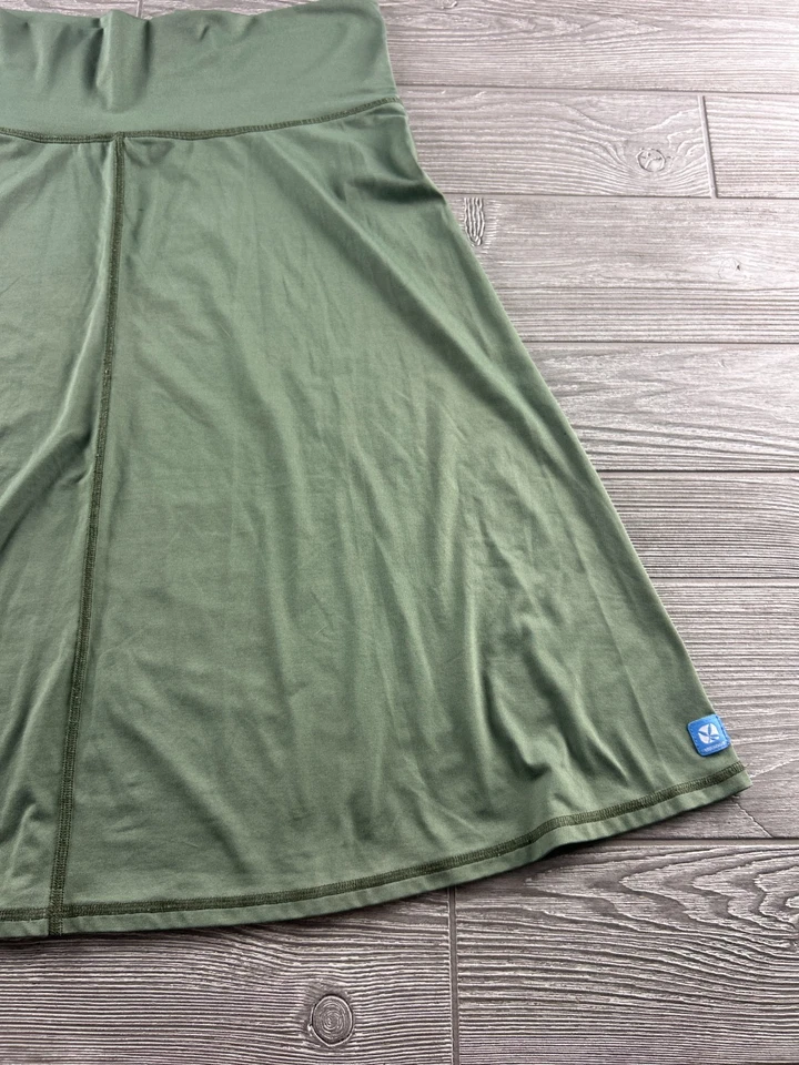 Falda informal de punto hasta la rodilla verde de talla de diseño tallado línea A para mujer XL Foto 2 de 4