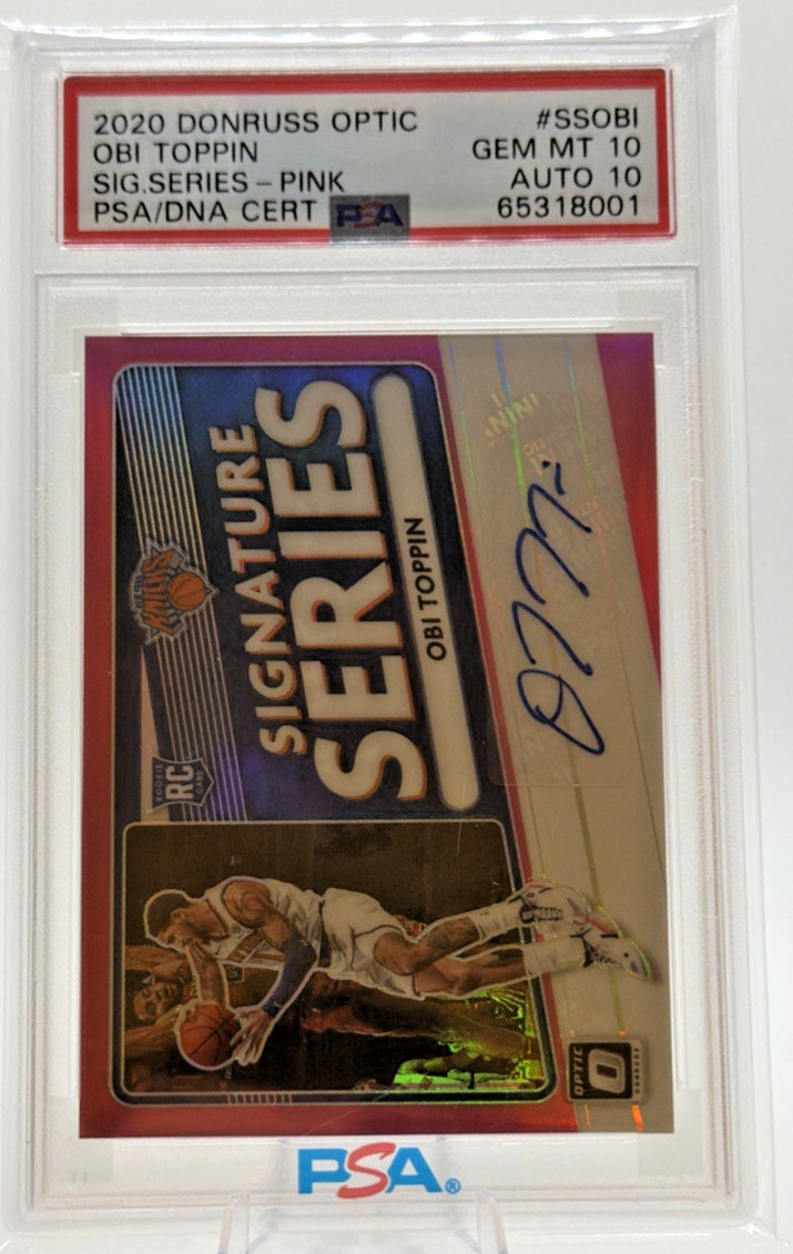 2020 Panini Donruss Optic Pink Prizm /25 Obi Toppin #SS-OBI Rookie Auto RC GC603