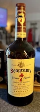 1950s One Gallon Seagram's 7 Whiskey Glass Bottle Paper Label 19" Tall Vintage