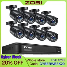 ZOSI 8CH 1080P DVR 2MP Home Security Surveillance Camera System CCTV 24/7 View