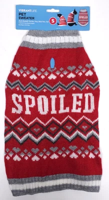 Pet Dog Cat Ugly Christmas Sweater Size Small "Spoiled" 10-20 Lbs Vibrant Life