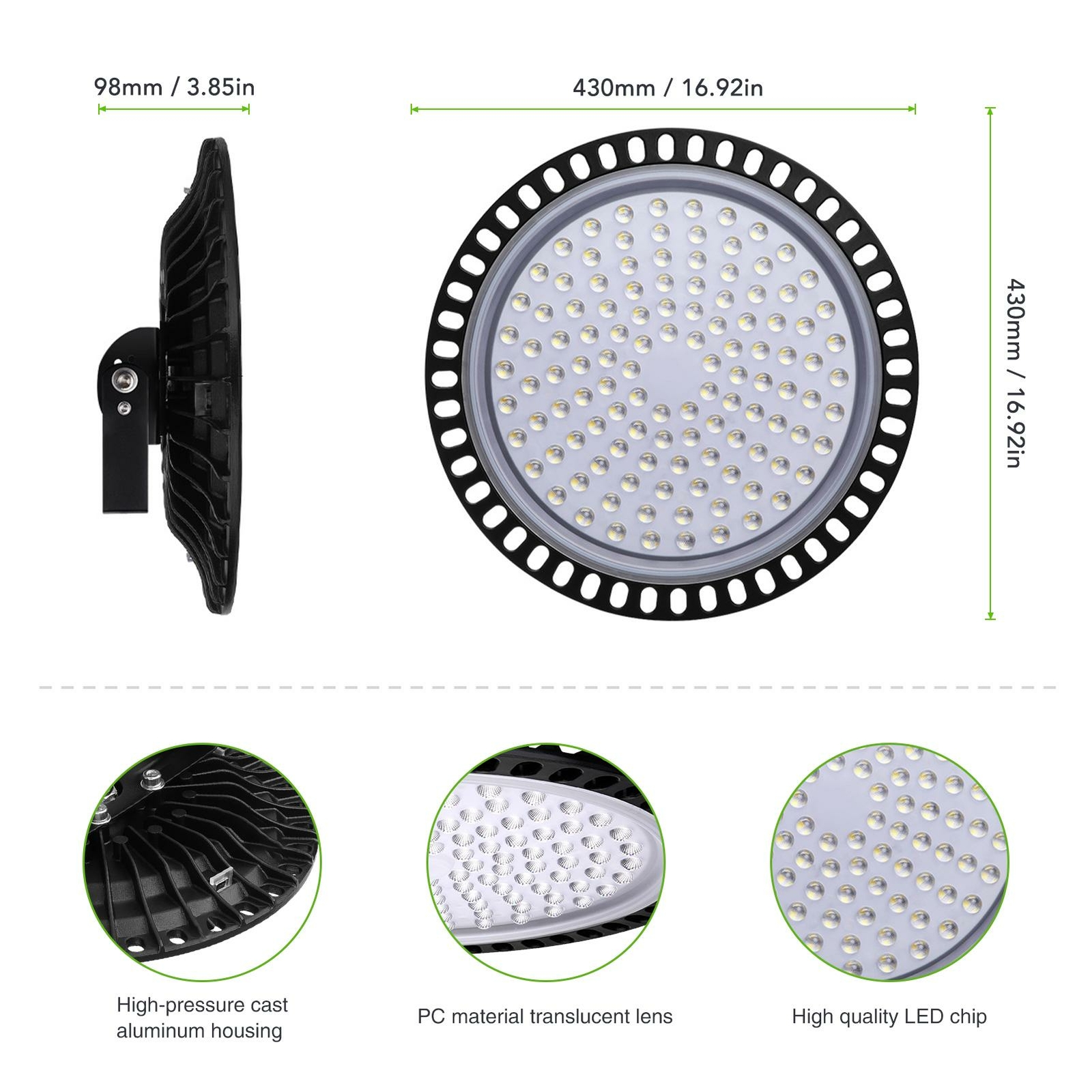 500W UFO LED High Bay Light Warehouse Shop Gym Industrial Light Fixture 500000LM