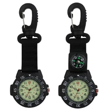 Luminous Outdoor Waterproof 24H Carabiner Quartz Watch FOB Clip-on Backpack Belt