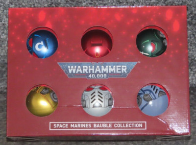 Warhammer 40,000 Novelty Space Marine Chapter Helmet Baubles Christmas 6 Pack