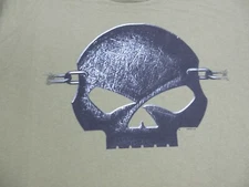 Harley Davidson Shirt Mens 4XL XXXXL Green Skull Chain Motorcycle Bike Biker