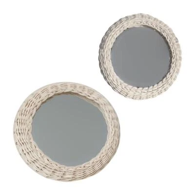 Rattan Woven Mirror Round Wall Art Decor Hanging Makeup Dressing Mirrors - image 1 of 4