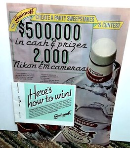 1981 Smirnoff Vodka with Contest Card Original Print Ad