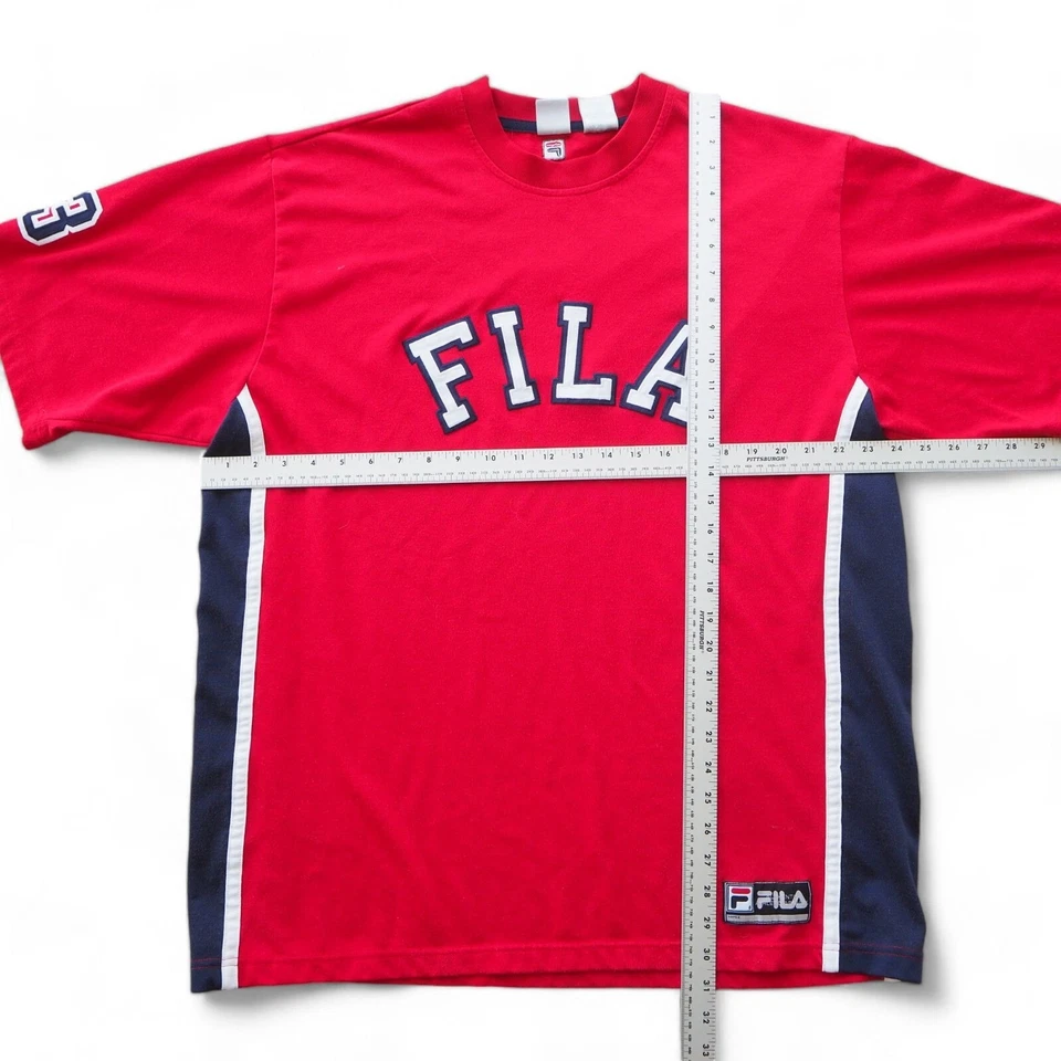 Camiseta Fila Vintage Años 90 Y2K Colorblock Manga Corta Roja/Azul Marino/Blanca Para Hombre L Foto 4 de 4