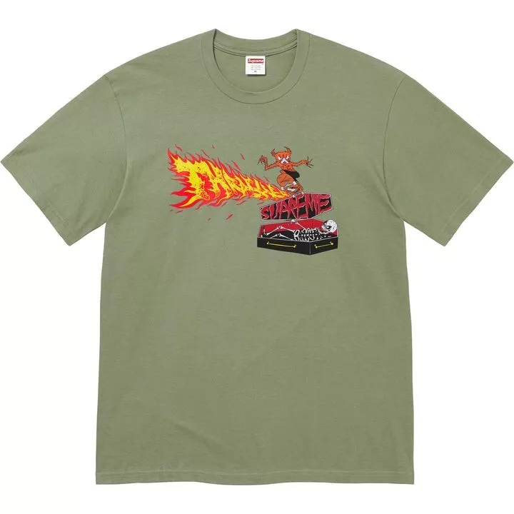 T shirt Medium Supreme®/Thrasher® Olive Back Tail FW24 neuf 