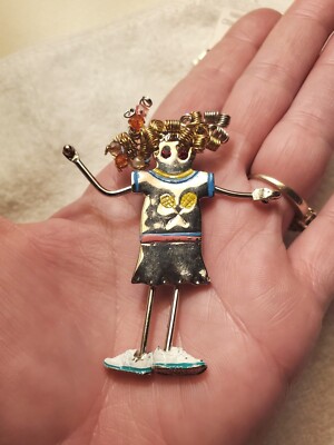 Vintage They're Brats Brooch Pendant Tennis Girl 90s Ganz Carrette Ltd. Jewelry 