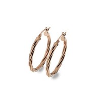 9ct Gold Red/rose 20mm Hoop 2.5mm Twist Wire Earring 9ct Gold Red/rose 20mm Hoop 2.5mm Twist Wire Earring