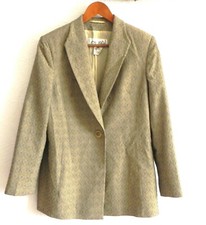 Vtg Laurel by ESCADA Blazer One Button Wool/Silk Textured Pockets Size 40 US M