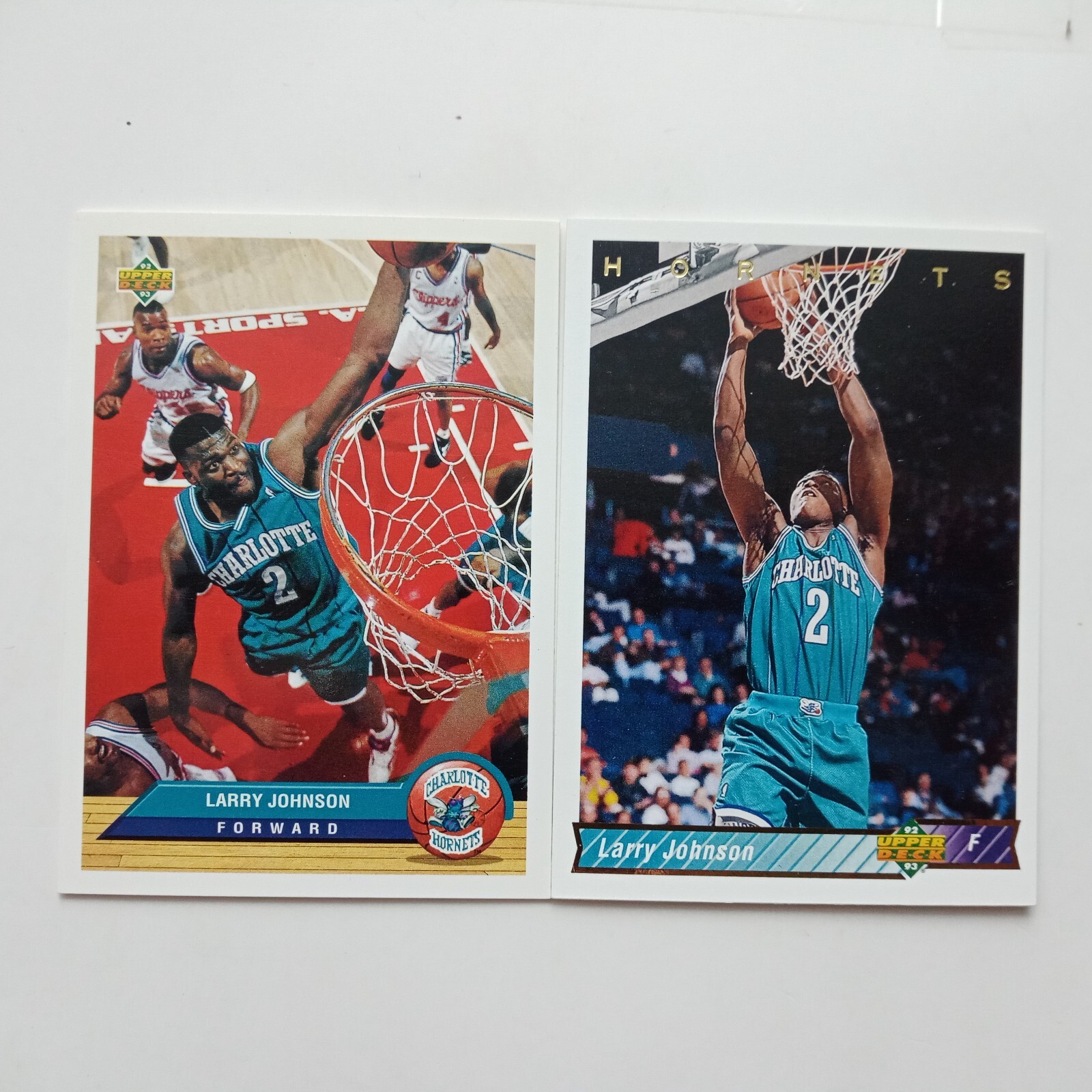 Larry Johnson 1992-93 Upper Deck #287 & #P4 McDonalds  (2) Hornets
