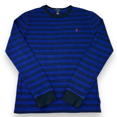 Vintage Polo Ralph Lauren Strickpullover Pullover, gestreift blau/schwarz fällt Large aus (SWT1307)