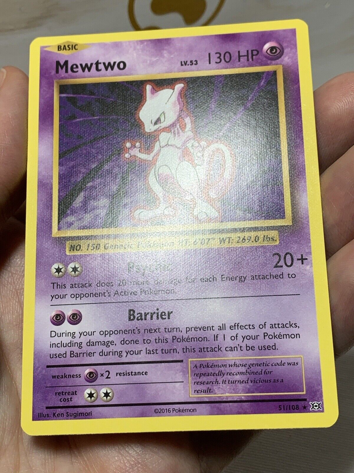 Pokemon MewTwo 51/108 Rare Pokemon XY Evolutions 2016 Card TCG XY