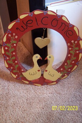 Welcome Friends Sign With Ducks - Handmade