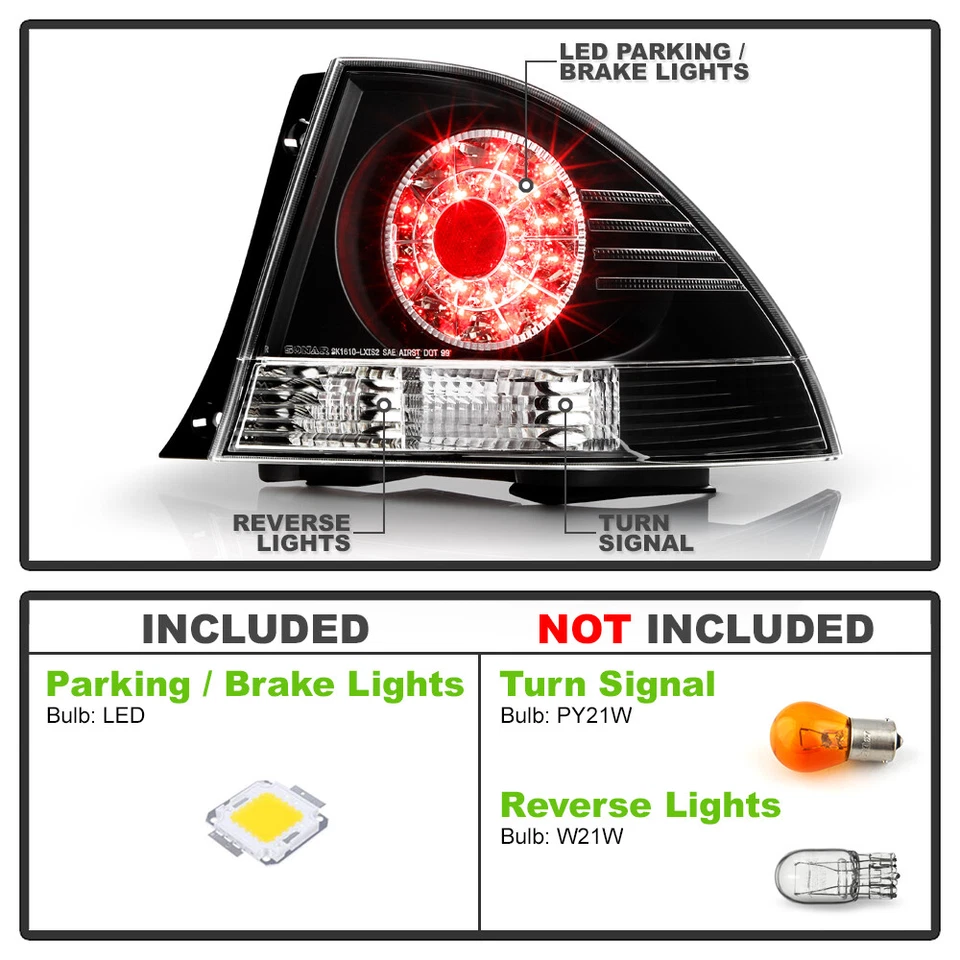 Par de luces traseras LED Super-Flux negras izquierda+derecha para Lexus IS300 2001-2005 Foto 4 de 4