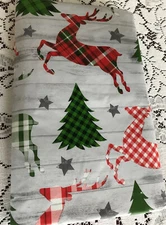 Happy Holiday Elrene Vinyl/PEVA PVC Free Tablecloth 60x84 PLAID REINDEER New