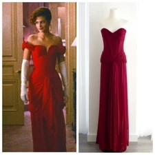Vicky Tiel Couture Vintage Pretty Woman 1987 Merlot Red Ruched Gown